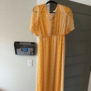 Mustard yellow and cream maxi dress